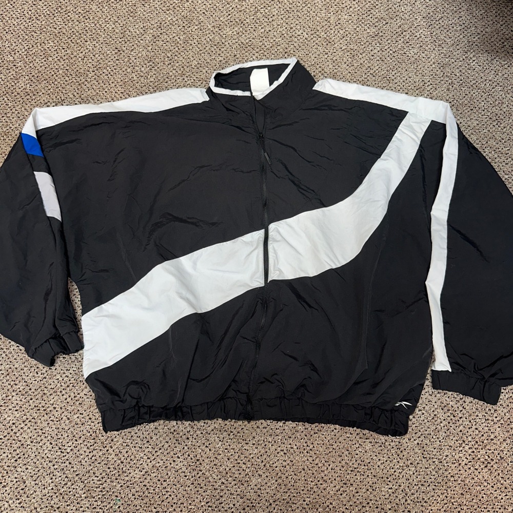 Reebok Speedwick Windbreaker Jacket Womens 1X Black White Colorblock Full Zip
